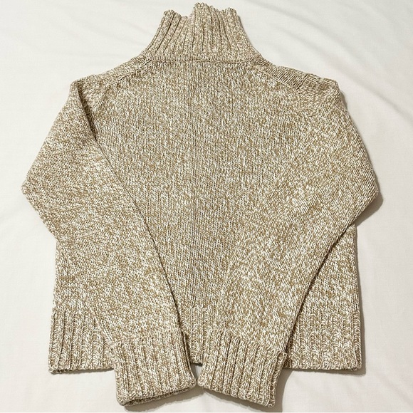 Vintage Gap Women’s Chunky Knit Sweater w/Full Zip Front, Marled Camel/White - L - Picture 12 of 15